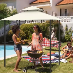 Tangkula 8x5 Ft Grill Gazebo, 2-Tier Barbecue Gazebo with 2 Shelves