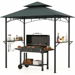 Tangkula 8x5 Ft Grill Gazebo, 2-Tier Barbecue Gazebo with 2 Shelves