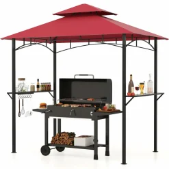 Tangkula 8x5 Ft Grill Gazebo, 2-Tier Barbecue Gazebo with 2 Shelves