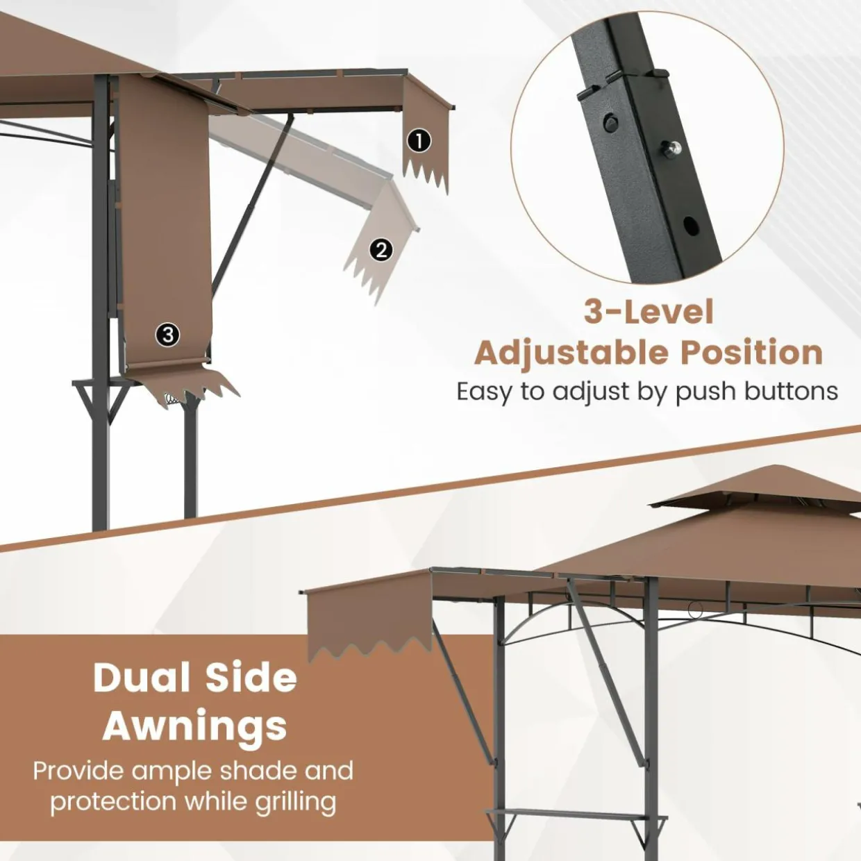 Tangkula 13x5 Ft Grill Gazebo with Dual Side Awnings, 2-Tier Barbecue Gazebo with 2 Shelves
