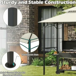 Tangkula 8x5 Ft Grill Gazebo, 2-Tier Barbecue Gazebo with 2 Shelves