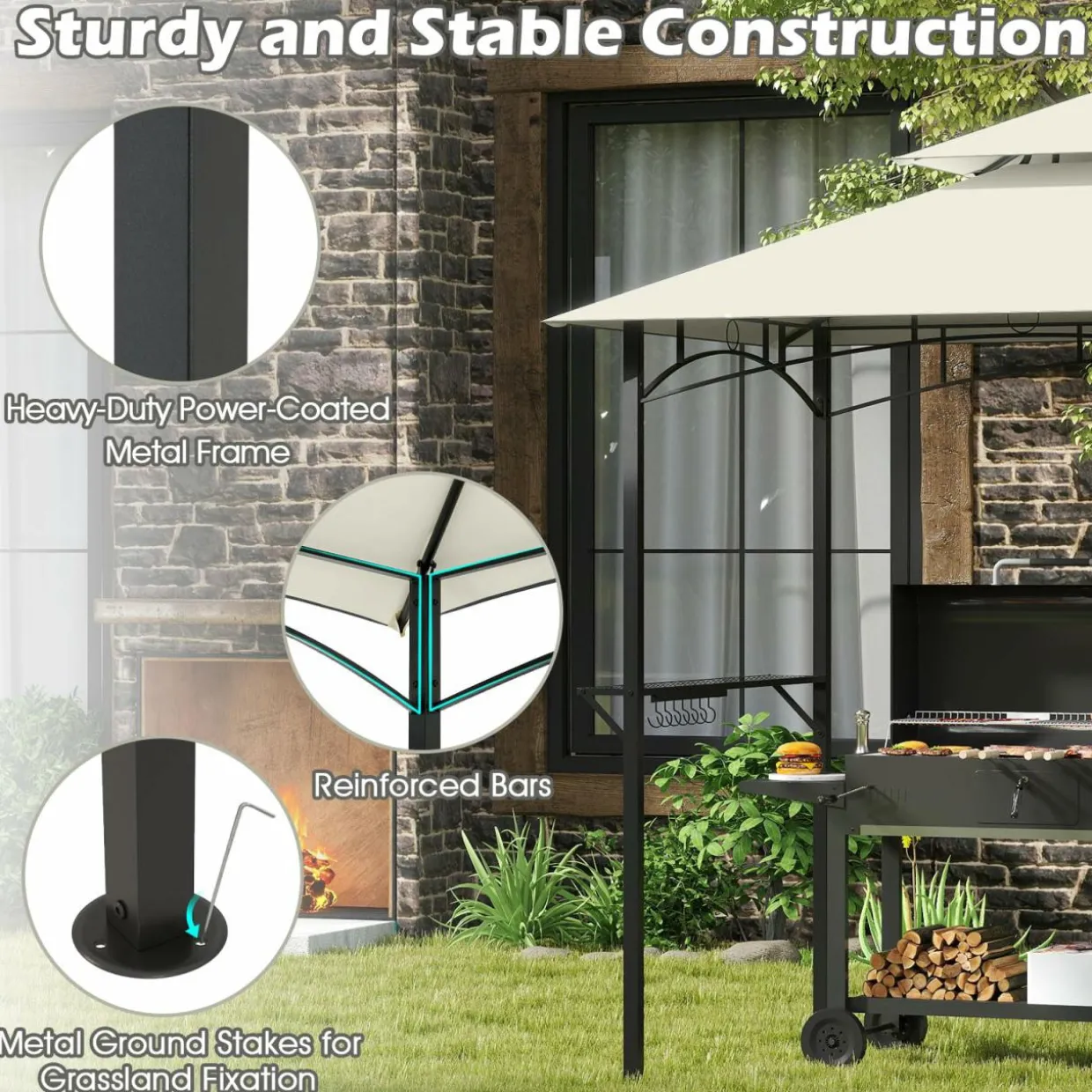 Tangkula 8x5 Ft Grill Gazebo, 2-Tier Barbecue Gazebo with 2 Shelves