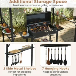 Tangkula 13x5 Ft Grill Gazebo with Dual Side Awnings, 2-Tier Barbecue Gazebo with 2 Shelves