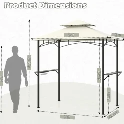 Tangkula 8x5 Ft Grill Gazebo, 2-Tier Barbecue Gazebo with 2 Shelves