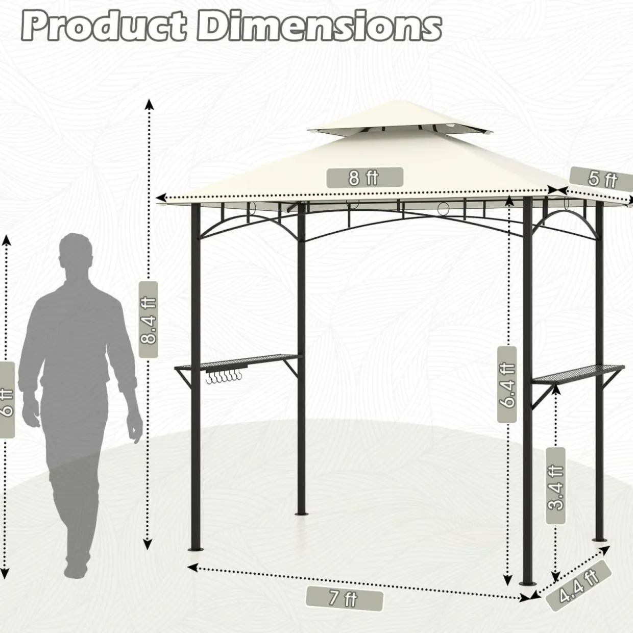 Tangkula 8x5 Ft Grill Gazebo, 2-Tier Barbecue Gazebo with 2 Shelves