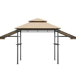 Tangkula 13.5x4 Ft Grill Gazebo with Dual Side Awnings, Double Tier BBQ Gazebo with 2 Side Shelves