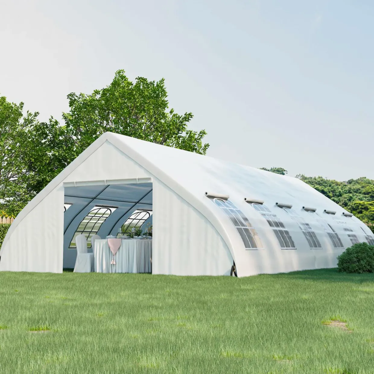 Tangkula 20x40 Ft Heavy Duty Party Tent, Large White Event Tent with Sidewalls, Zippered Door & 12 Windows
