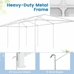 Tangkula 10x30 Ft Heavy Duty Party Tent, Large White Event Tent with 6 Sidewalls & 2 Zippered Door