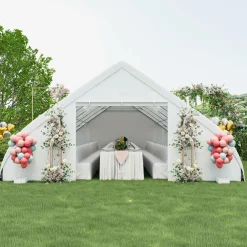 Tangkula 20x40 Ft Heavy Duty Party Tent, Large White Event Tent with Sidewalls, Zippered Door & 12 Windows