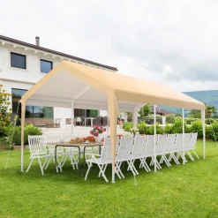 Tangkula 10x20 Ft Heavy Duty Carport, Portable Garage with Removable Sidewalls