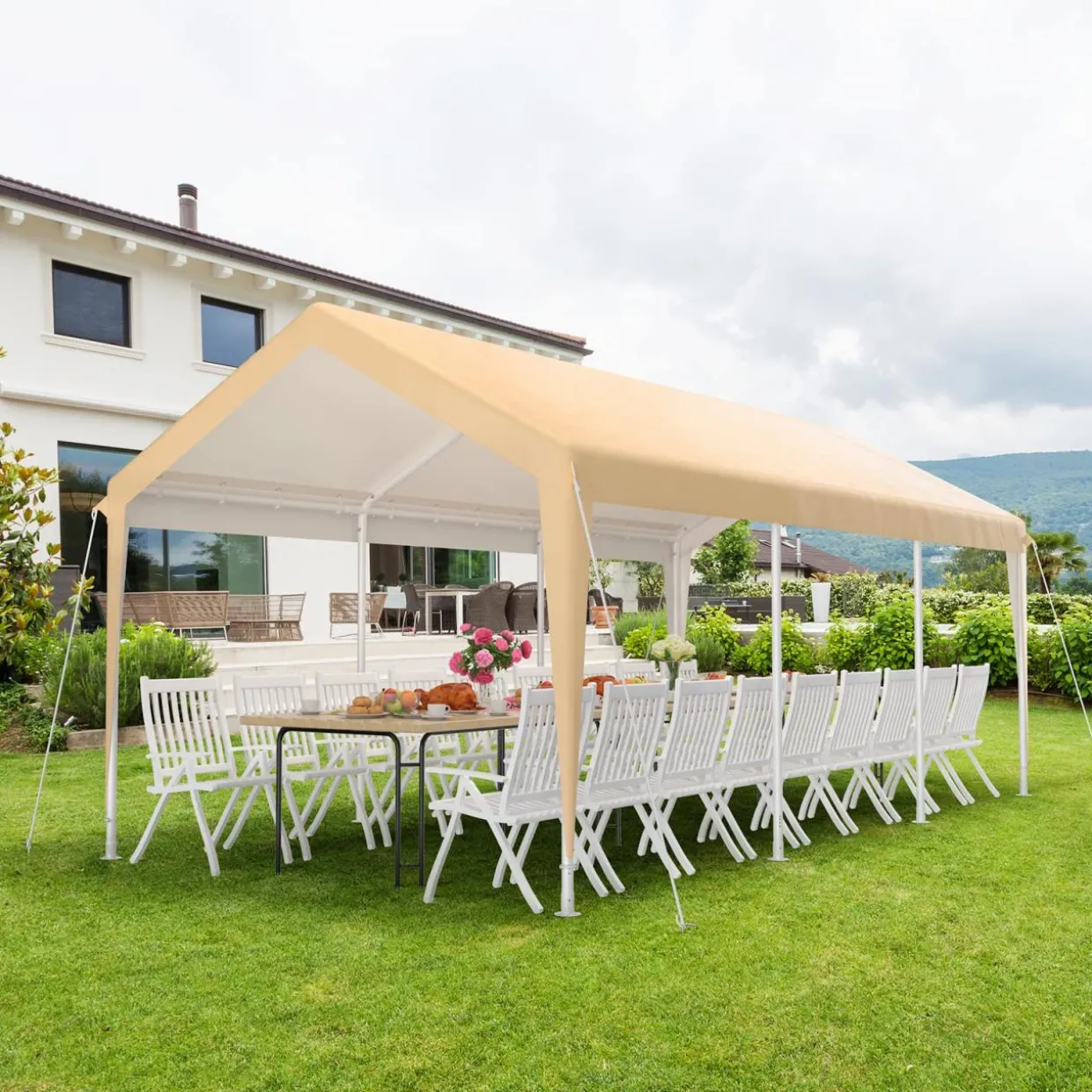 Tangkula 10x20 Ft Heavy Duty Carport, Portable Garage with Removable Sidewalls