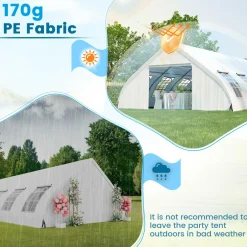 Tangkula 20x40 Ft Heavy Duty Party Tent, Large White Event Tent with Sidewalls, Zippered Door & 12 Windows