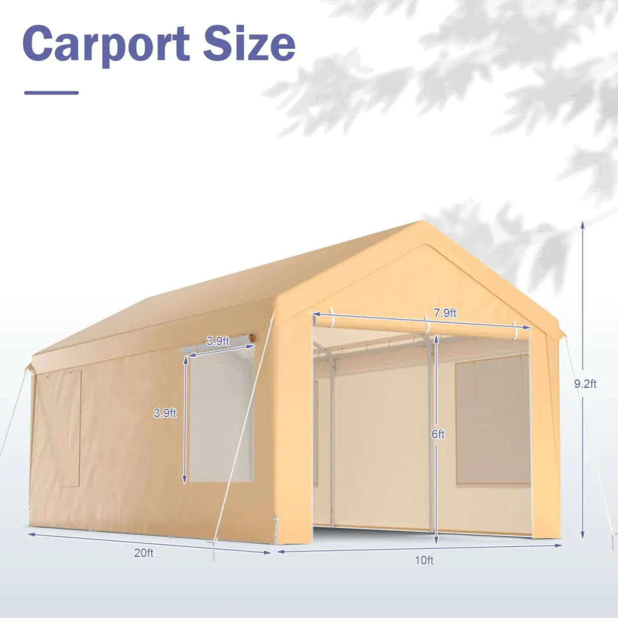 Tangkula 10x20 Ft Heavy Duty Carport, Portable Garage with Removable Sidewalls