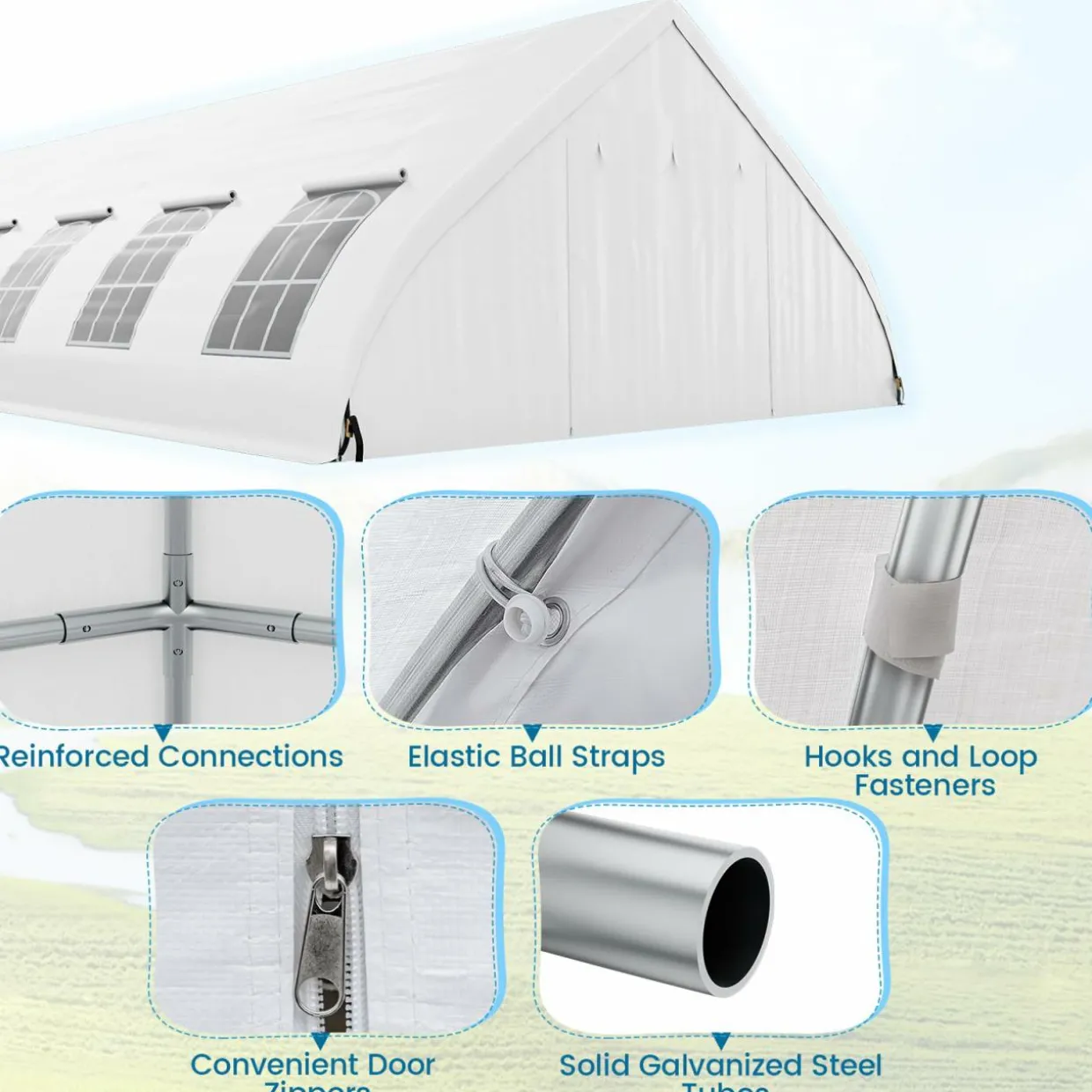 Tangkula 20x40 Ft Heavy Duty Party Tent, Large White Event Tent with Sidewalls, Zippered Door & 12 Windows