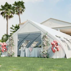 Tangkula 20x40 Ft Heavy Duty Party Tent, Large White Event Tent with Sidewalls, Zippered Door & 12 Windows