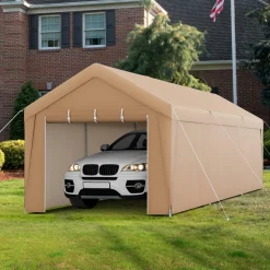 Tangkula 10x20 Ft Heavy-Duty Carport, Portable Garage Tent with Galvanized Steel Frame