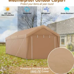 Tangkula 10x20 Ft Heavy-Duty Carport, Portable Garage Tent with Galvanized Steel Frame