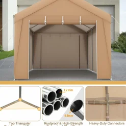 Tangkula 10x20 Ft Heavy-Duty Carport, Portable Garage Tent with Galvanized Steel Frame