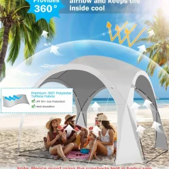 Tangkula 11x11 Ft Outdoor Canopy Tent, Portable Beach Shelter with Carry Bag