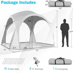 Tangkula 11x11 Ft Outdoor Canopy Tent, Portable Beach Shelter with Carry Bag