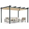 Tangkula 10x13 Ft Pergola, Heavy-Duty Aluminum Outdoor Pergola with Retractable Sun Shade Canopy