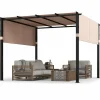 Tangkula 10x10 Ft Pergola, Patio Pergola with 2-Piece Retractable Sun Shade Canopy