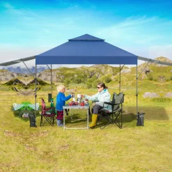 Tangkula 10x17.6 Ft Pop Up Canopy with Adjustable Dual Awnings, Easy Setup Instant Tent for Patio, Market, Picnic
