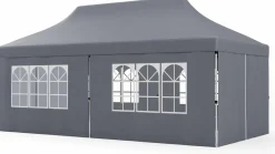 Tangkula 10x20 Ft Pop Up Canopy with 6 Sidewalls, Instant Setup Canopy Tent with 2 Zippered Door, Windows, Carrying Bag