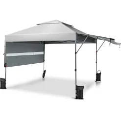 Tangkula 10x17.6 Ft Pop Up Canopy with Adjustable Dual Awnings, Easy Setup Instant Tent for Patio, Market, Picnic
