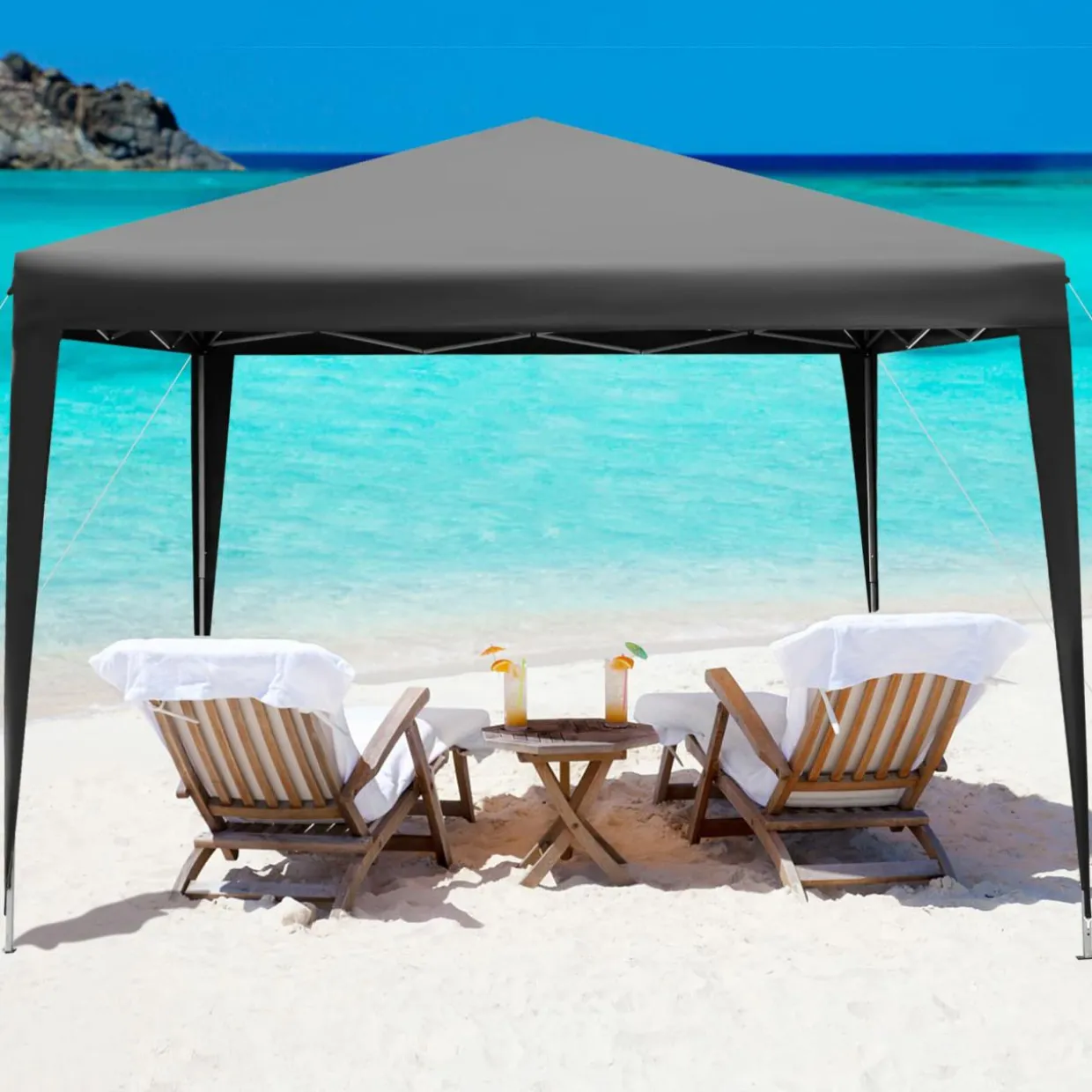 Tangkula 10x10 Ft Pop Up Canopy Tent, Easy Setup Instant Canopy with 8 Stakes
