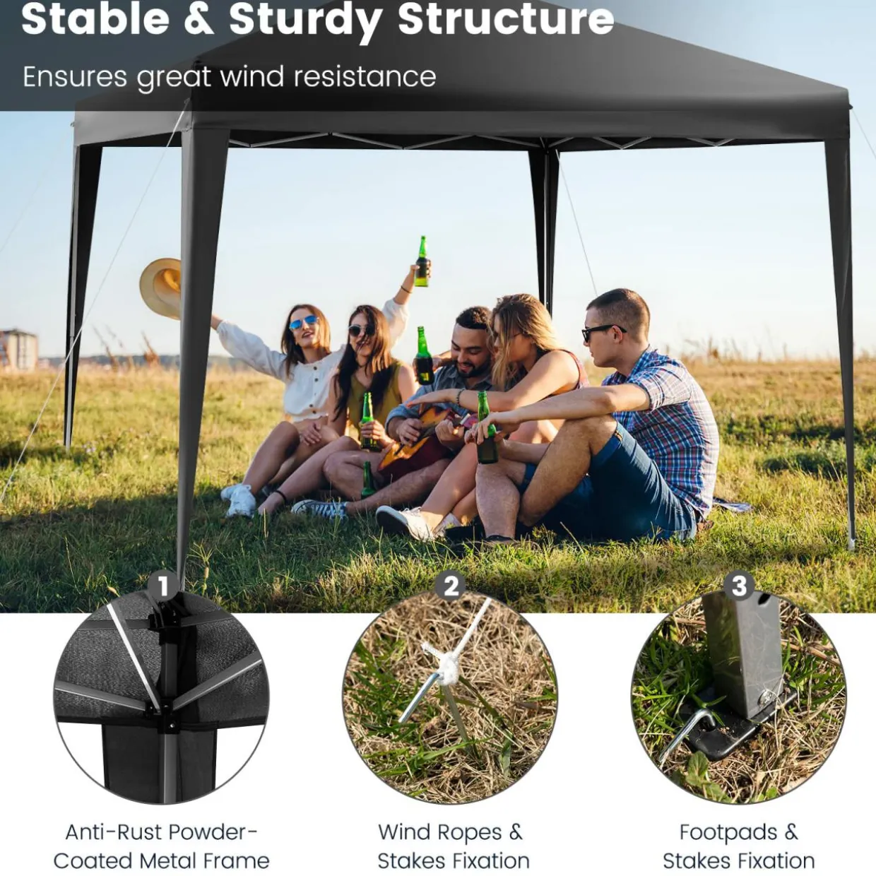 Tangkula 10x10 Ft Pop Up Canopy Tent, Easy Setup Instant Canopy with 8 Stakes