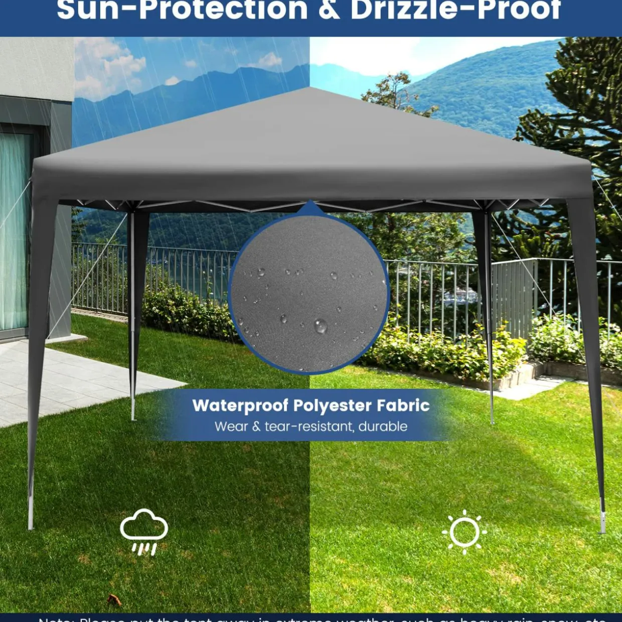 Tangkula 10x10 Ft Pop Up Canopy Tent, Easy Setup Instant Canopy with 8 Stakes