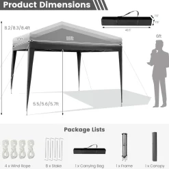 Tangkula 10x10 Ft Pop Up Canopy Tent, Easy Setup Instant Canopy with 8 Stakes
