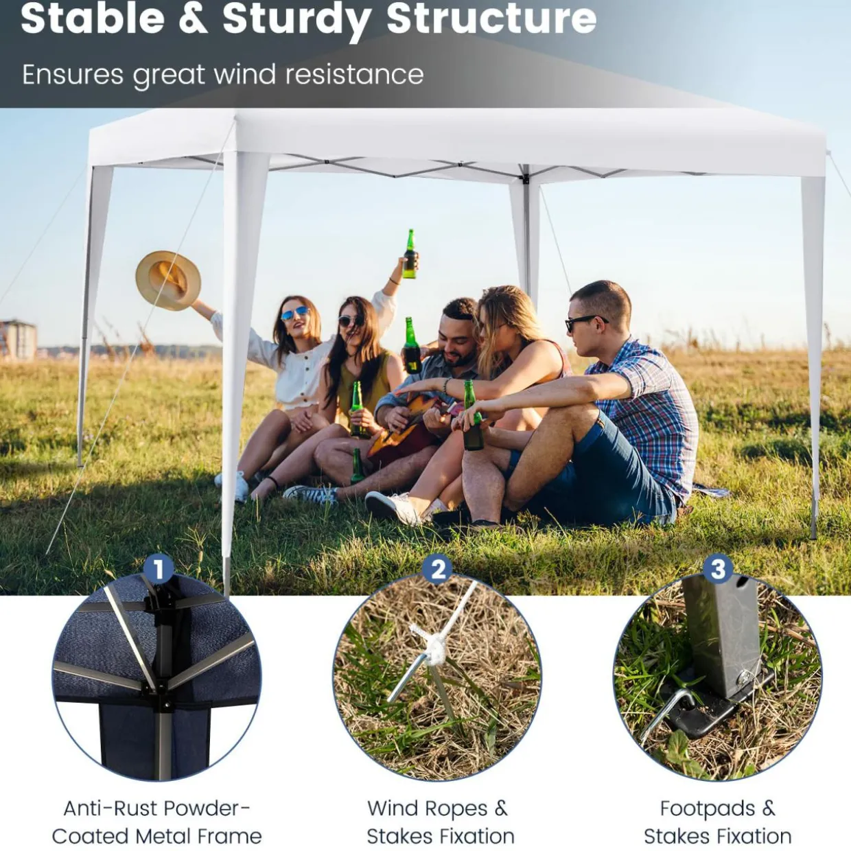 Tangkula 10x10 Ft Pop Up Canopy Tent, Easy Setup Instant Canopy with 8 Stakes