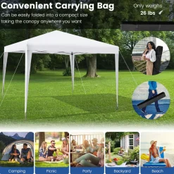 Tangkula 10x10 Ft Pop Up Canopy Tent, Easy Setup Instant Canopy with 8 Stakes