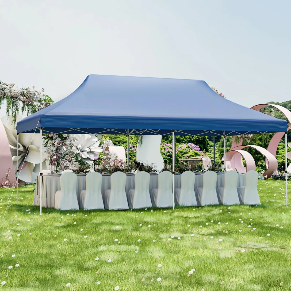 Tangkula 10x20 Ft Pop Up Canopy, Instant Setup Canopy Tent with 12 Stakes & 6 Ropes
