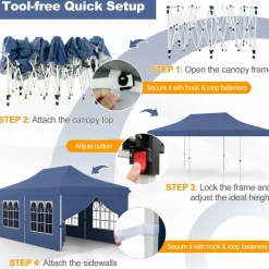 Tangkula 10x20 Ft Pop Up Canopy with 6 Sidewalls, Instant Setup Canopy Tent with 2 Zippered Door, Windows, Carrying Bag