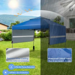Tangkula 10x17.6 Ft Pop Up Canopy with Adjustable Dual Awnings, Easy Setup Instant Tent for Patio, Market, Picnic