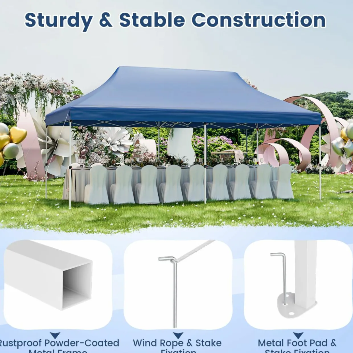 Tangkula 10x20 Ft Pop Up Canopy, Instant Setup Canopy Tent with 12 Stakes & 6 Ropes