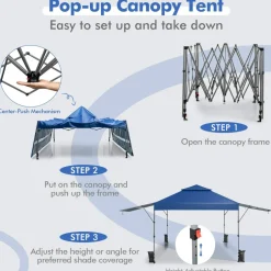 Tangkula 10x17.6 Ft Pop Up Canopy with Adjustable Dual Awnings, Easy Setup Instant Tent for Patio, Market, Picnic