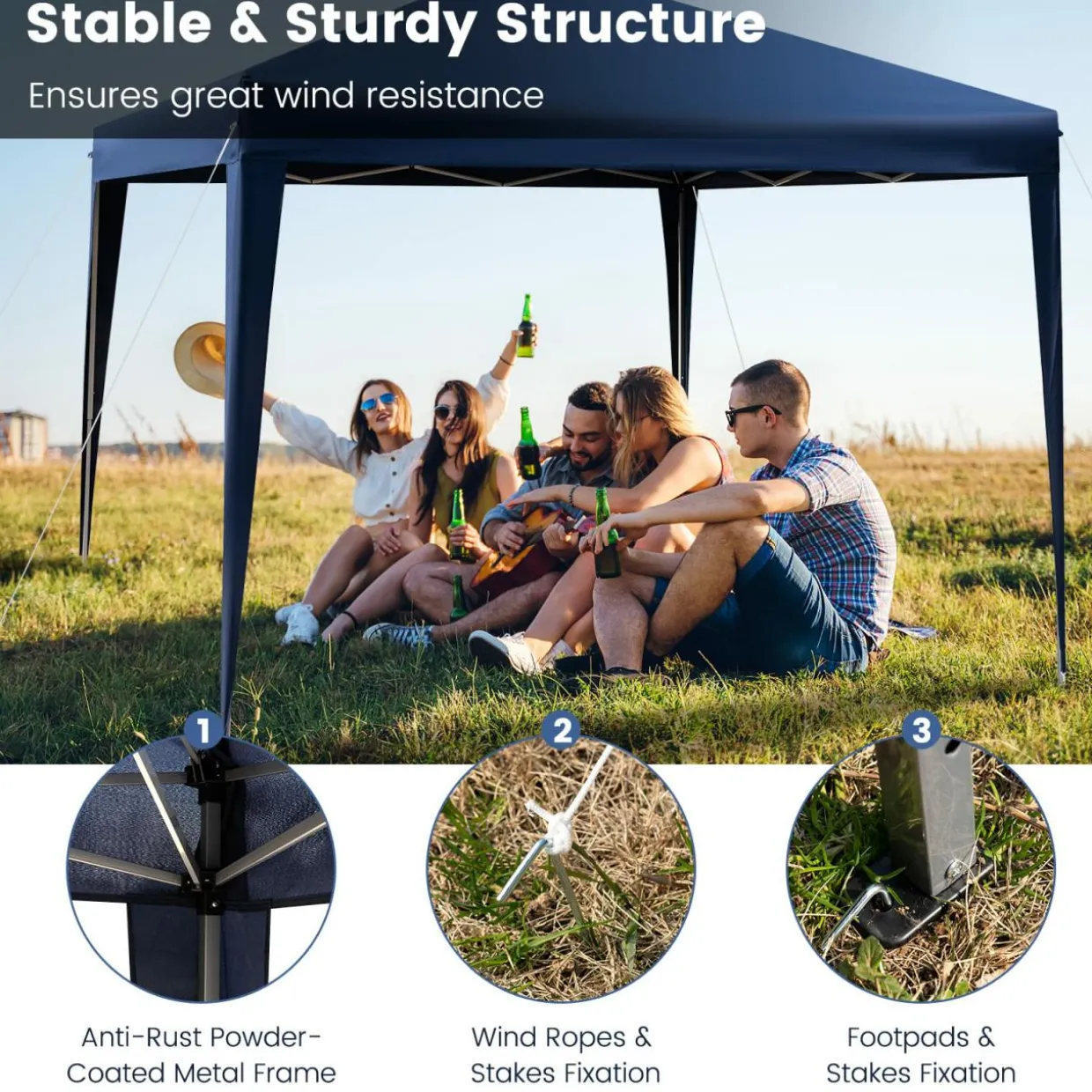 Tangkula 10x10 Ft Pop Up Canopy Tent, Easy Setup Instant Canopy with 8 Stakes
