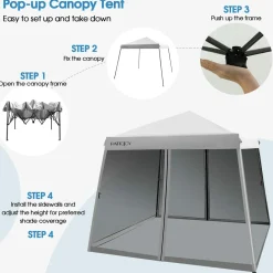 Tangkula 10x10 Ft Pop Up Canopy with Netting