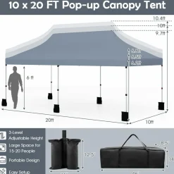 Tangkula 10x20 Ft Pop Up Canopy