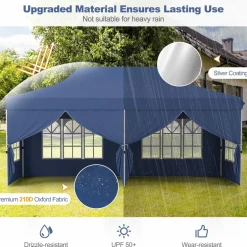 Tangkula 10x20 Ft Pop Up Canopy with 6 Sidewalls, Instant Setup Canopy Tent with 2 Zippered Door, Windows, Carrying Bag