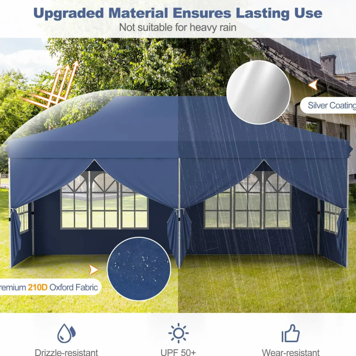 Tangkula 10x20 Ft Pop Up Canopy with 6 Sidewalls, Instant Setup Canopy Tent with 2 Zippered Door, Windows, Carrying Bag