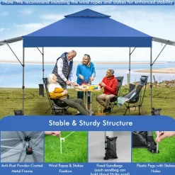 Tangkula 10x17.6 Ft Pop Up Canopy with Adjustable Dual Awnings, Easy Setup Instant Tent for Patio, Market, Picnic