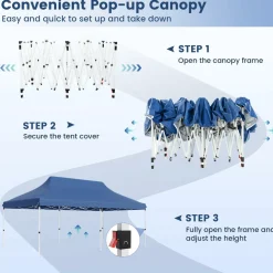 Tangkula 10x20 Ft Pop Up Canopy, Instant Setup Canopy Tent with 12 Stakes & 6 Ropes