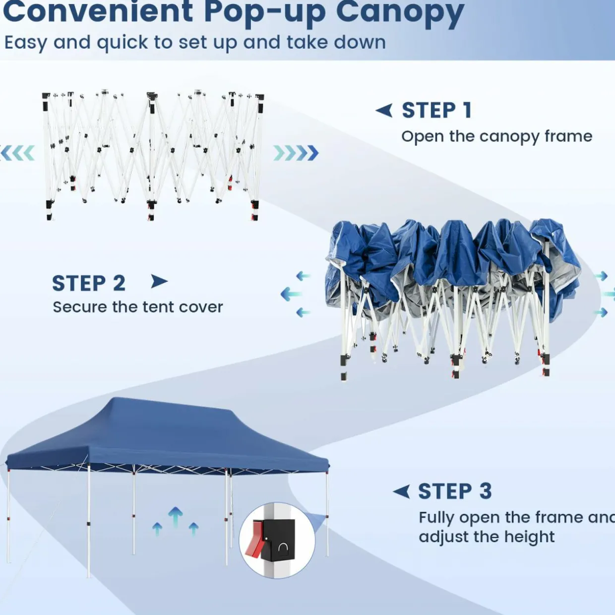 Tangkula 10x20 Ft Pop Up Canopy, Instant Setup Canopy Tent with 12 Stakes & 6 Ropes