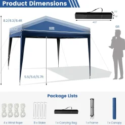 Tangkula 10x10 Ft Pop Up Canopy Tent, Easy Setup Instant Canopy with 8 Stakes