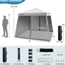 Tangkula 10x10 Ft Pop Up Canopy with Netting